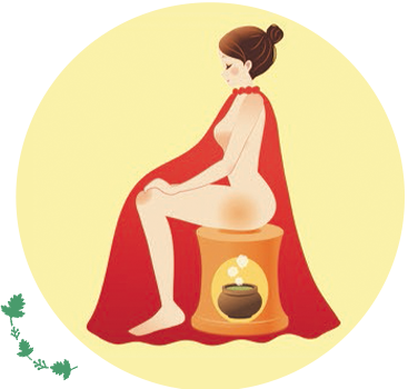 座って全身蒸し (20分) +余熱でお尻を温めます(10分)